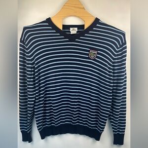 Lacoste V-Neck Sweater Mens Size 7‎ US XL Navy Blue Long Sleeve Logo Pima Cotton